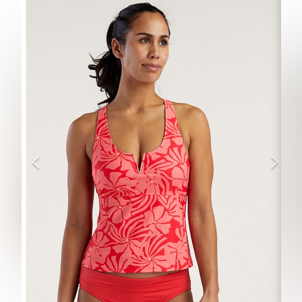 Brand New! Title Nine Aria Underwire Tankini Top-Rambutan: 38C (Hibiscus Print)